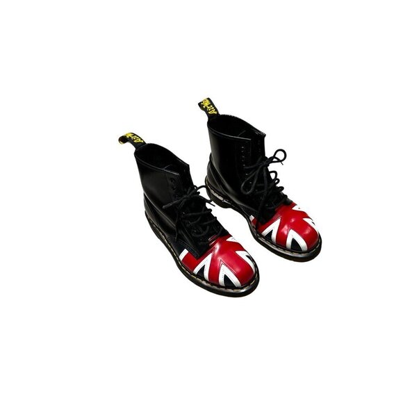 Dr. Martens Union Jack British Flag Black Leather Boots UK 6 US 7.0M 8.0 W EU39 - Picture 4 of 9